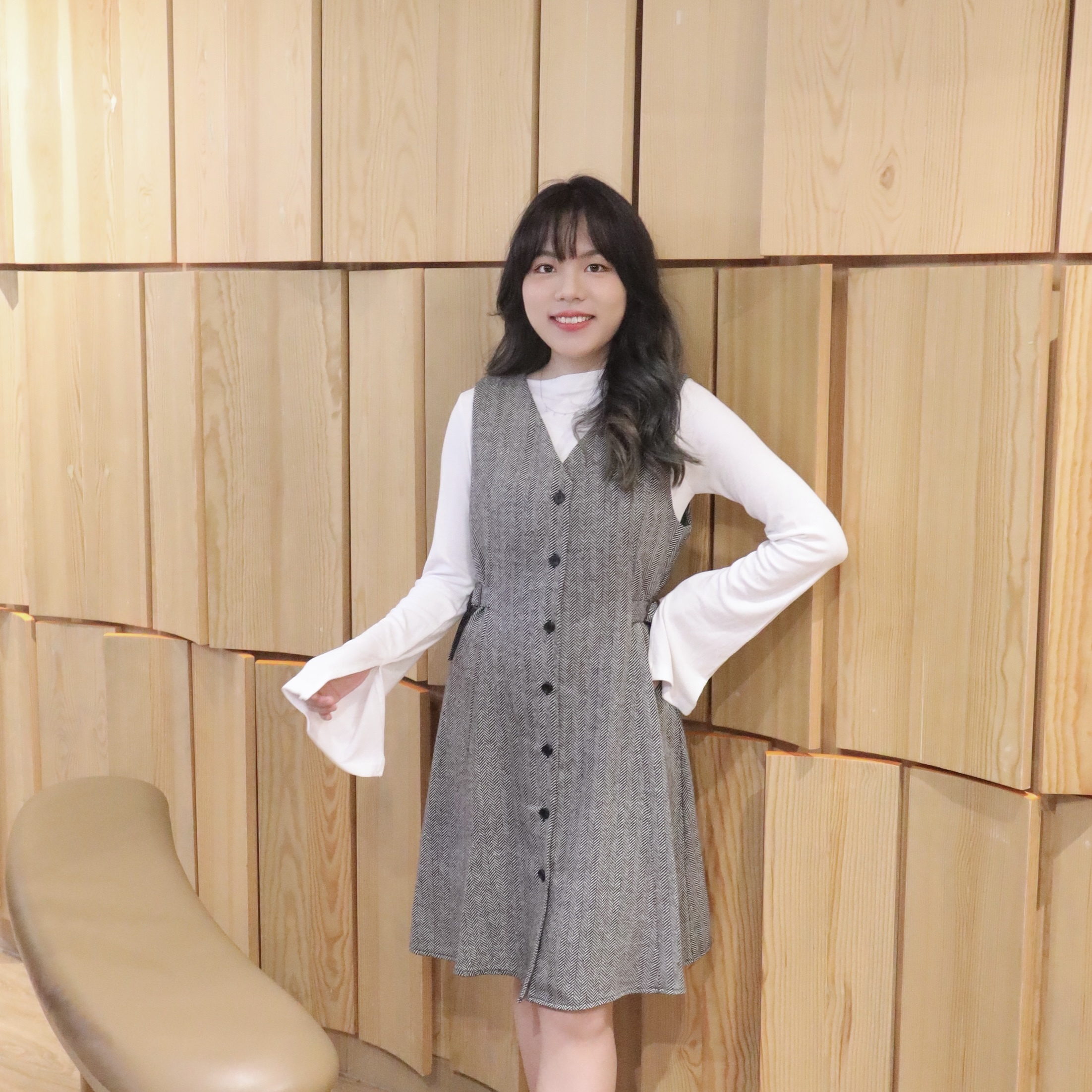 ✨ ||OPS182|| 秋系英倫風V領背心連身裙