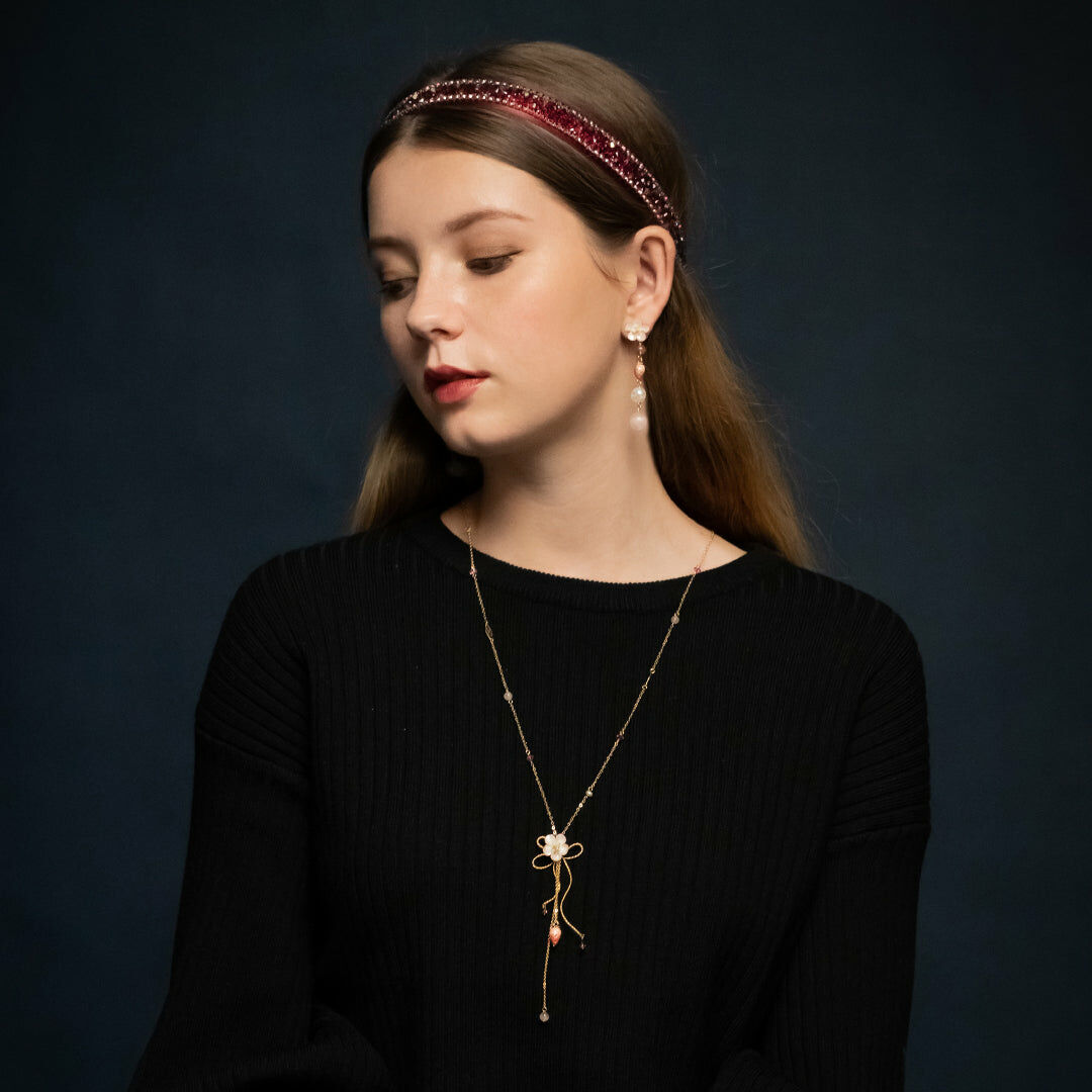 Strawberry Rose Quartz 14K Gold-plated 925 Silver Long Necklace