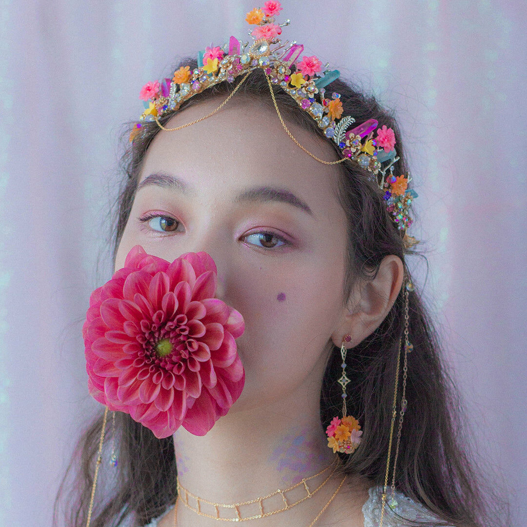 ZINNIA Mermaid Crown with Dangle Chains