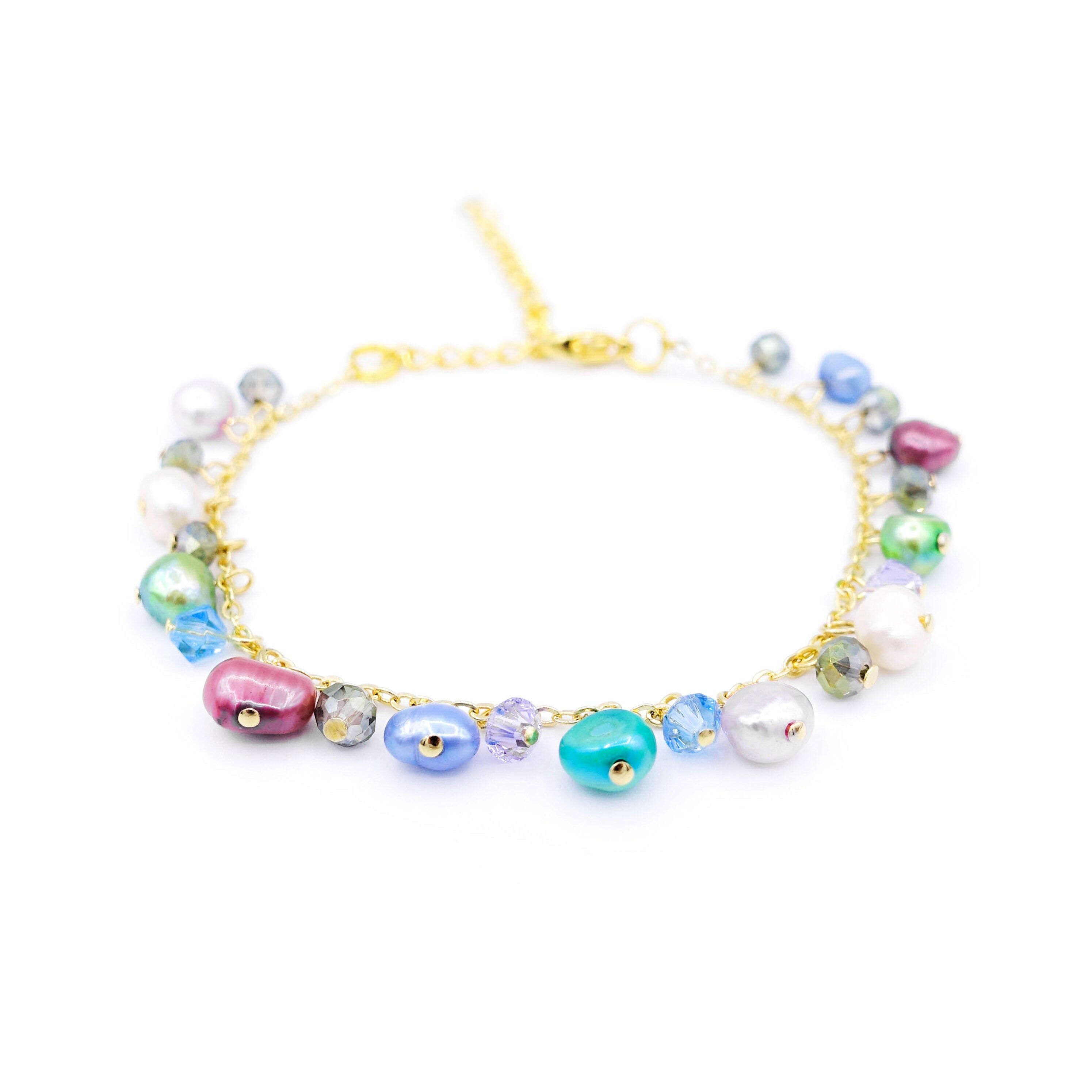 ZINNIA Aqua Gold-plated 925 Silver Pearl Bracelet