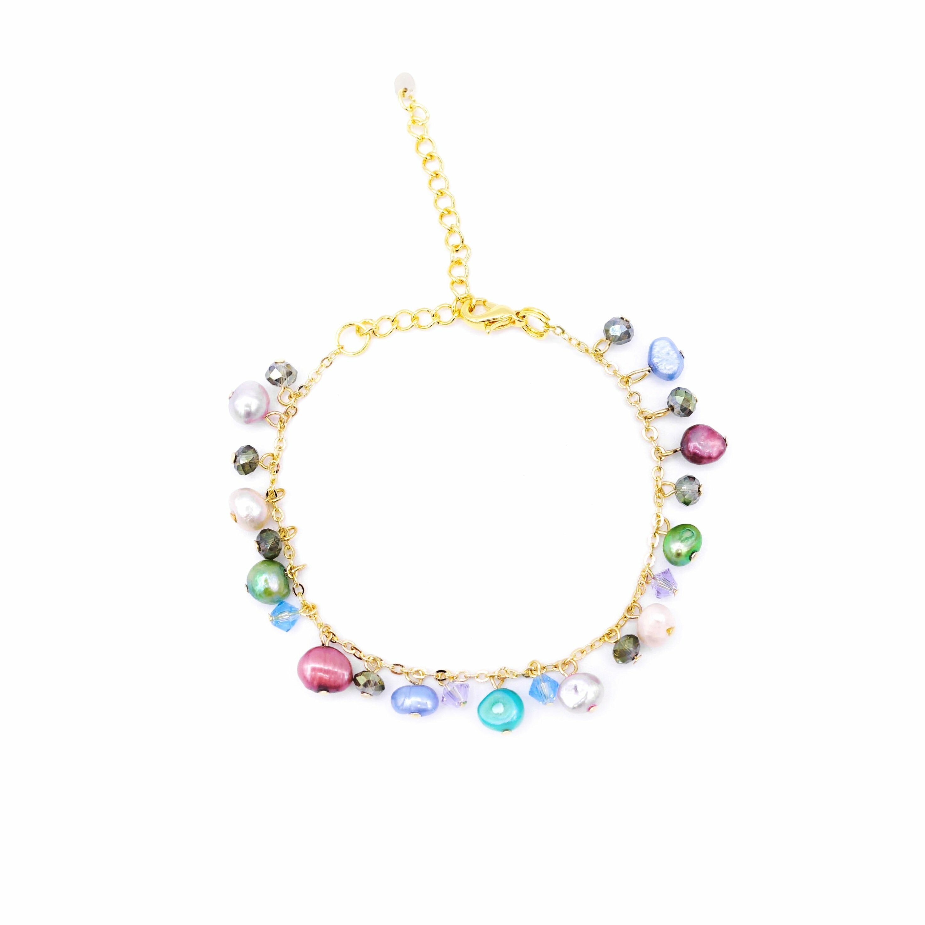 ZINNIA Aqua Gold-plated 925 Silver Pearl Bracelet