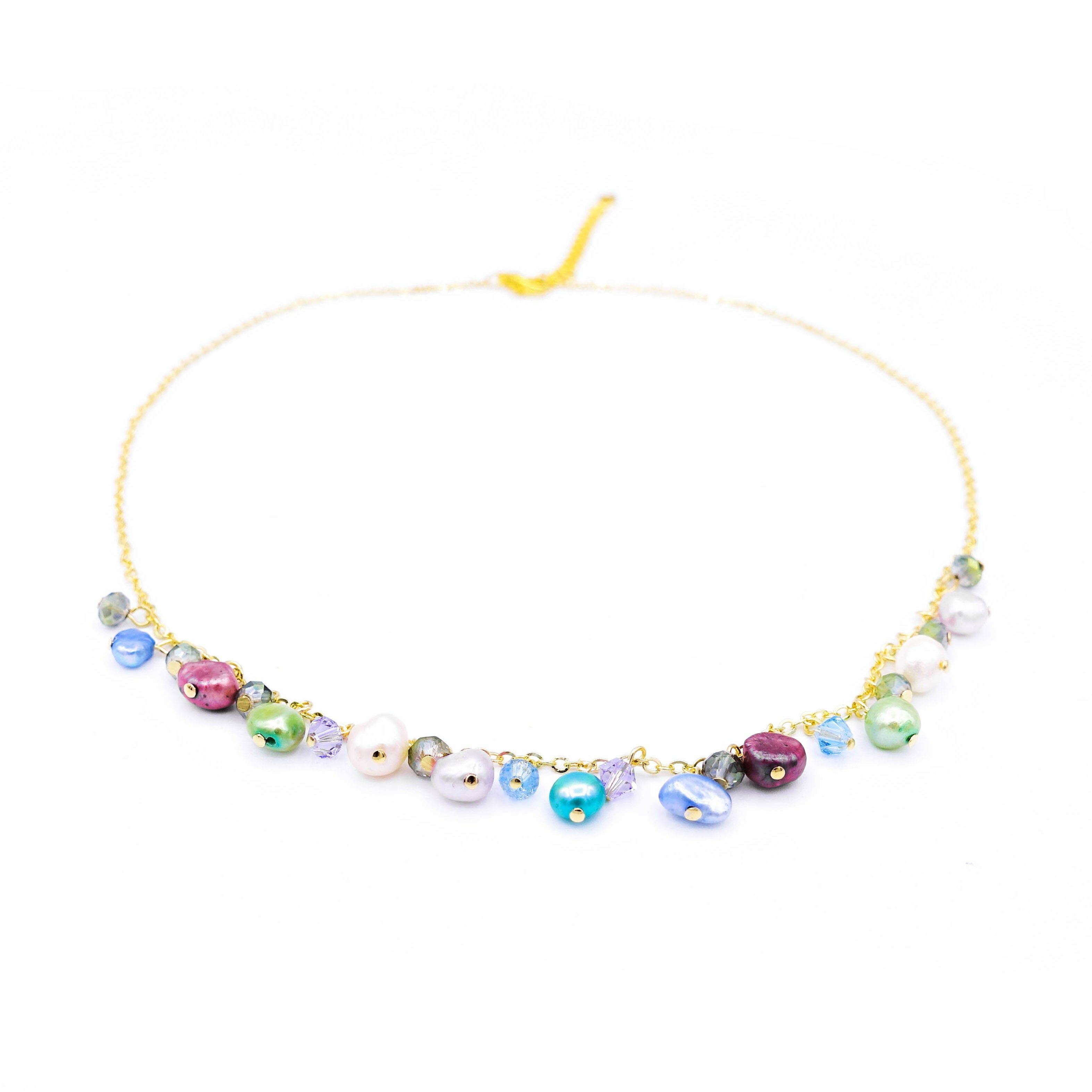 ZINNIA Aqua Gold-plated 925 Silver Pearl Necklace