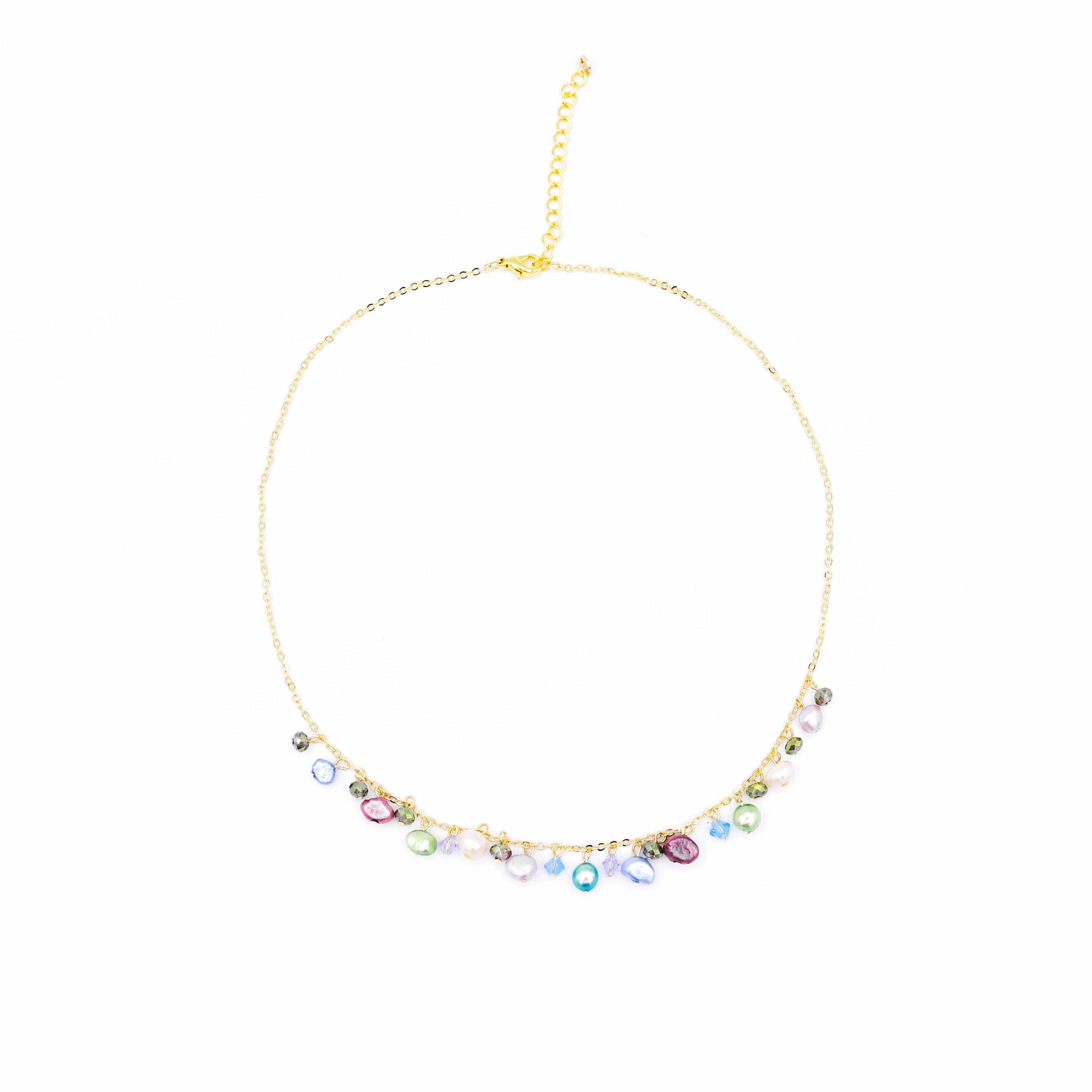 ZINNIA Aqua Gold-plated 925 Silver Pearl Necklace