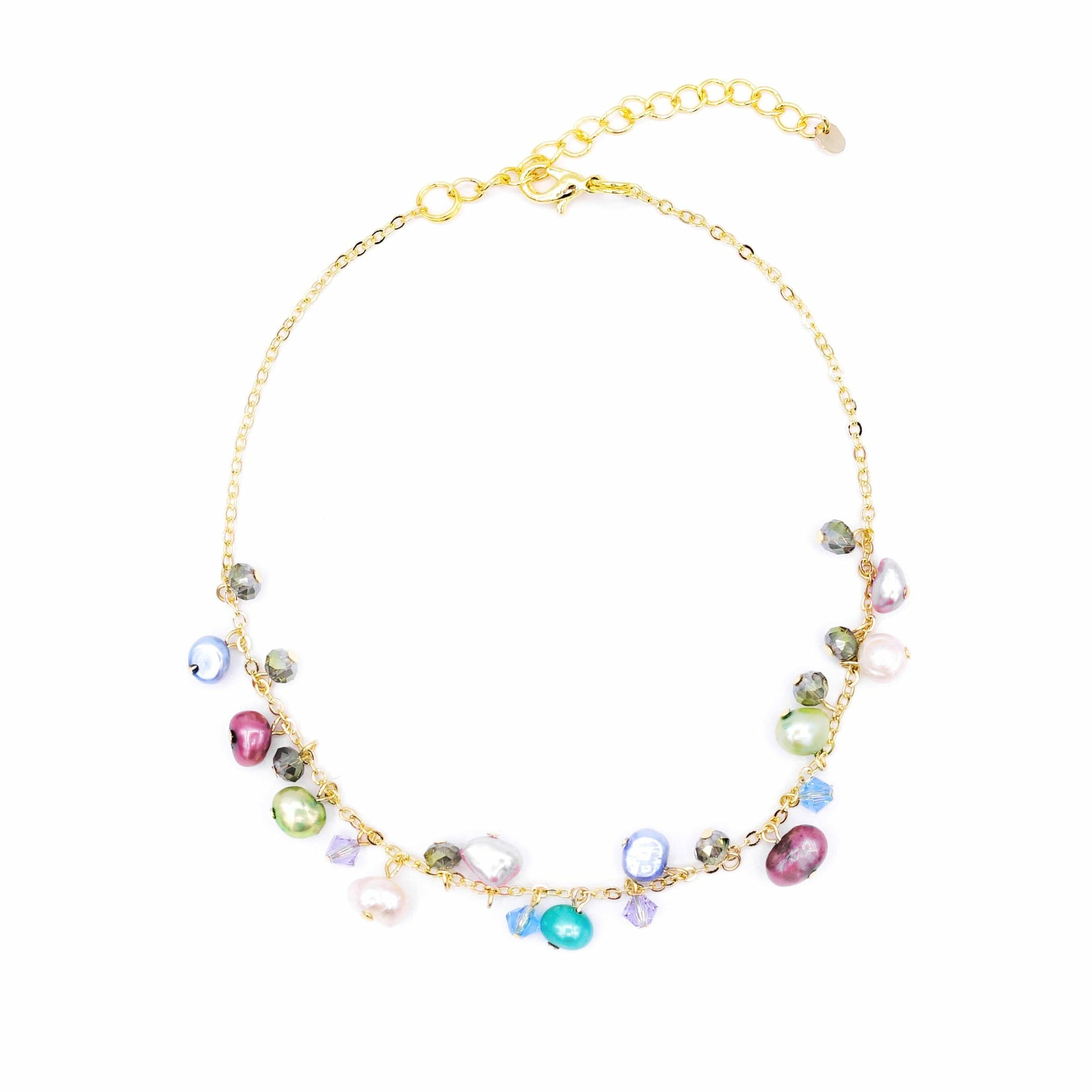 ZINNIA Aqua Gold-plated 925 Silver Pearl Anklet