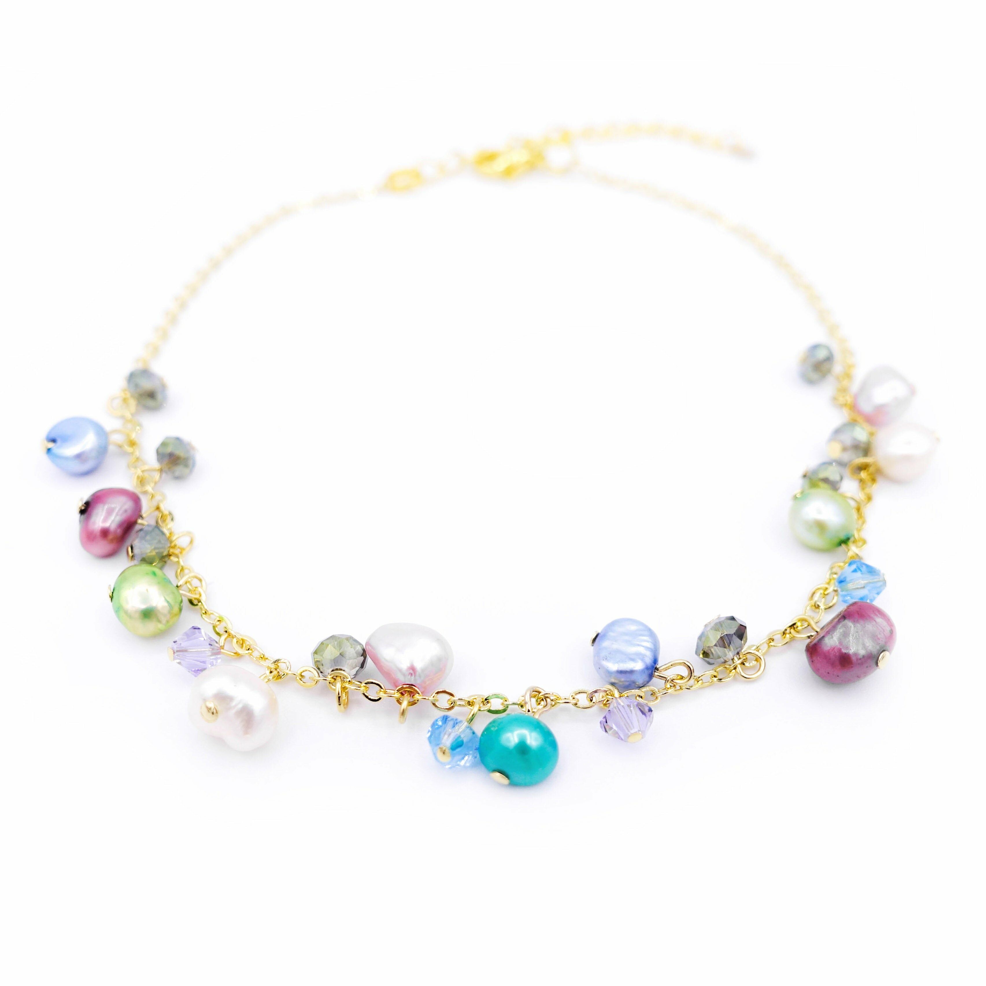 ZINNIA Aqua Gold-plated 925 Silver Pearl Anklet