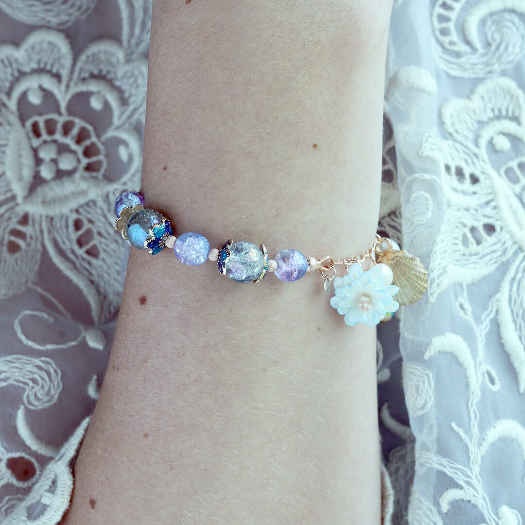 ZINNIA Aqua Rosegold-plated 925 Silver Charm Bracelet