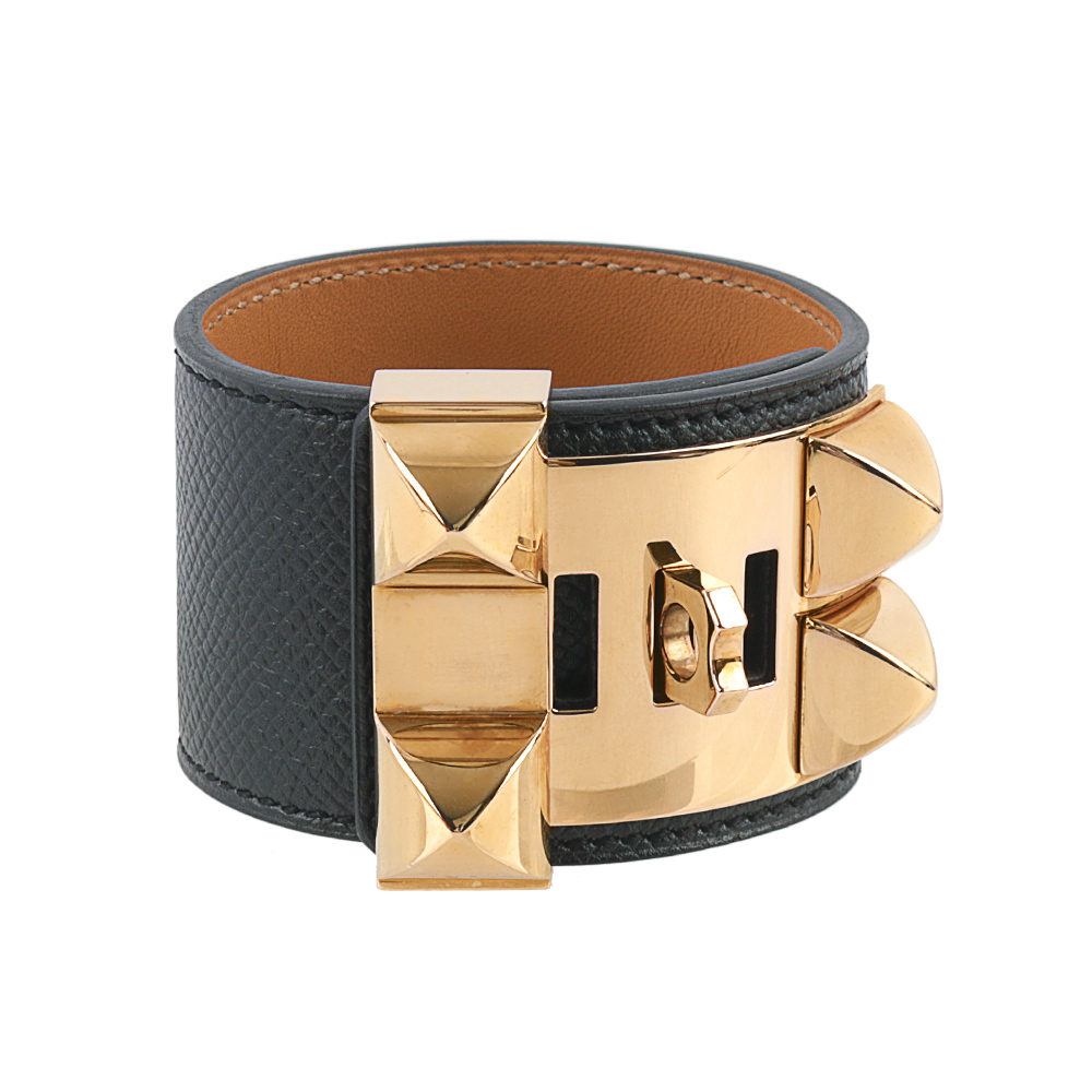 【Hermès】EPSOM皮 鉚釘金釦CDC手環 (S)