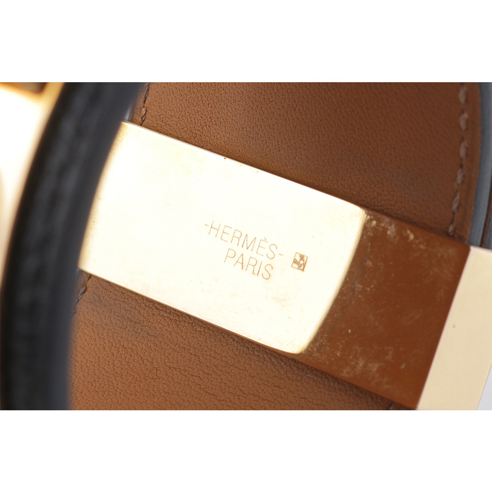 【HERMES】EPSOM皮 鉚釘金釦CDC手環 (S)(黑色)