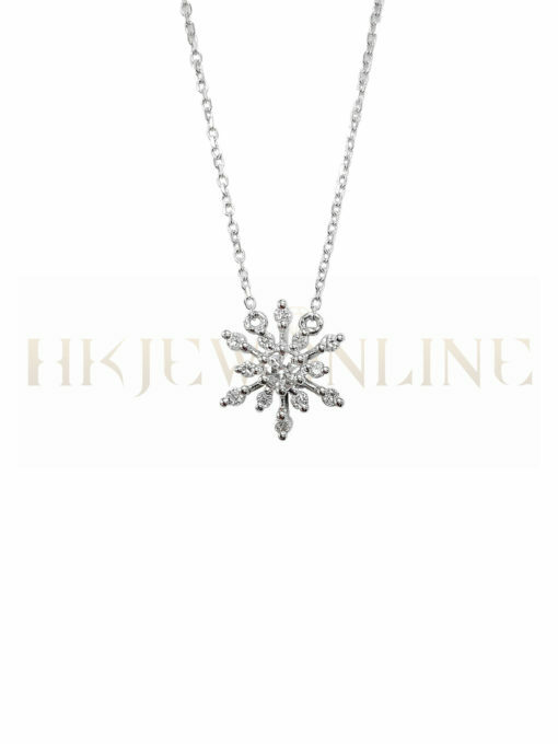 18K White Gold Snowflake Diamond Necklace