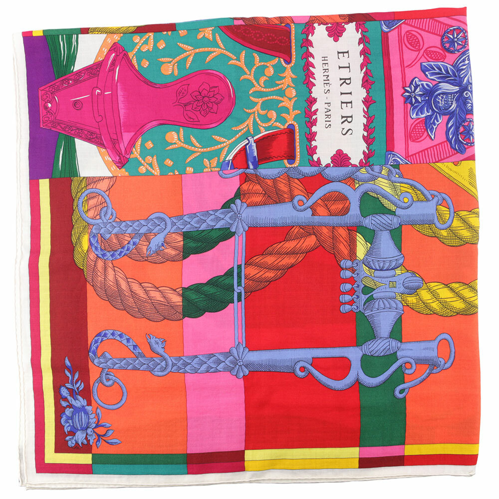 【HERMES】Della Cavalleria 彩色羊毛混絲絲巾(140 x 140)