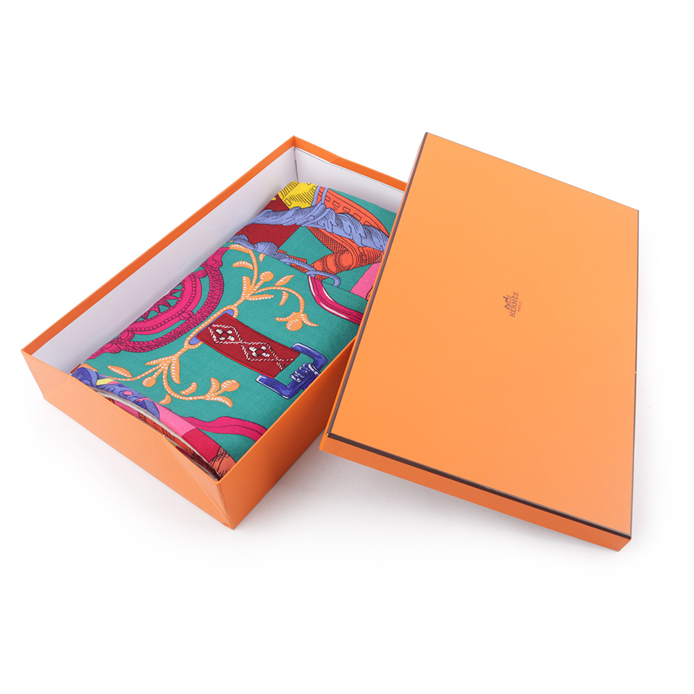 【HERMES】Della Cavalleria 彩色羊毛混絲絲巾(140 x 140)