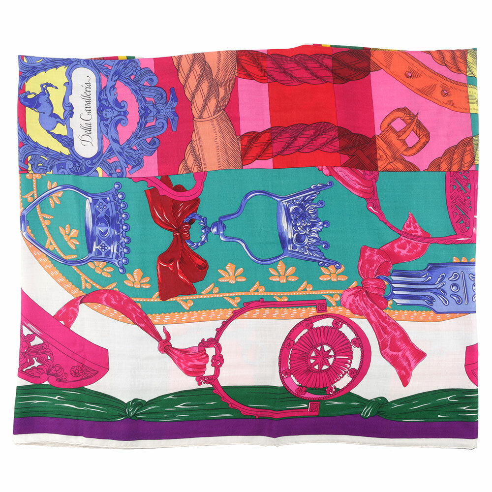 【HERMES】Della Cavalleria 彩色羊毛混絲絲巾(140 x 140)