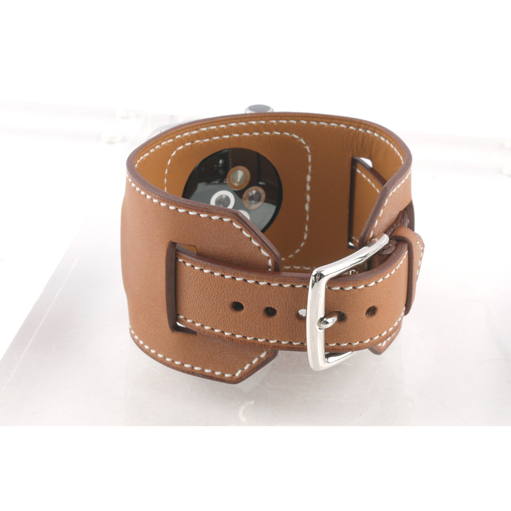 【HERMES】不鏽鋼銀寬錶帶Apple Watch(42mm)(金棕色)