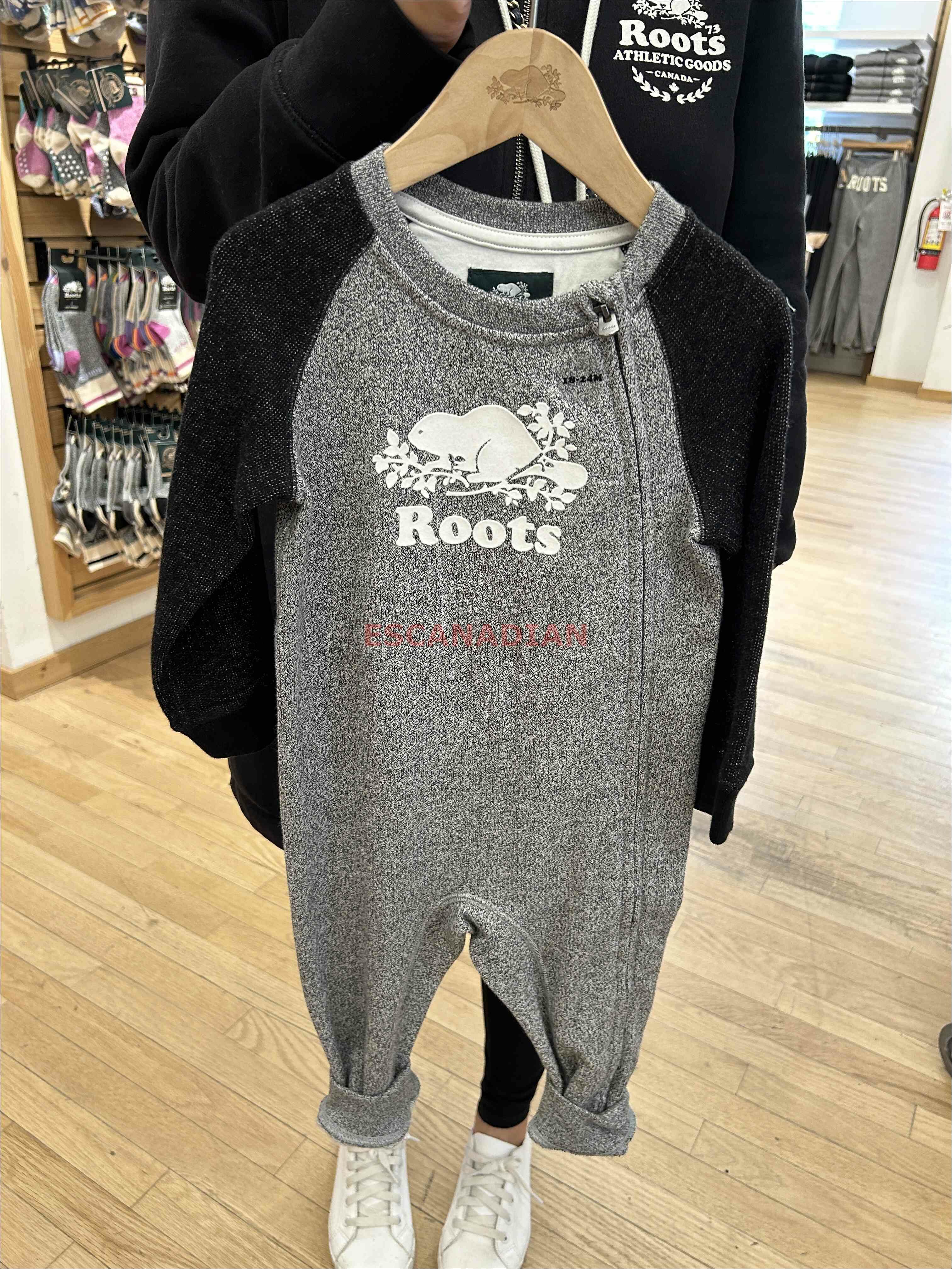 Baby ROOTS 有機棉 經典款 拚色 刷毛包屁衣