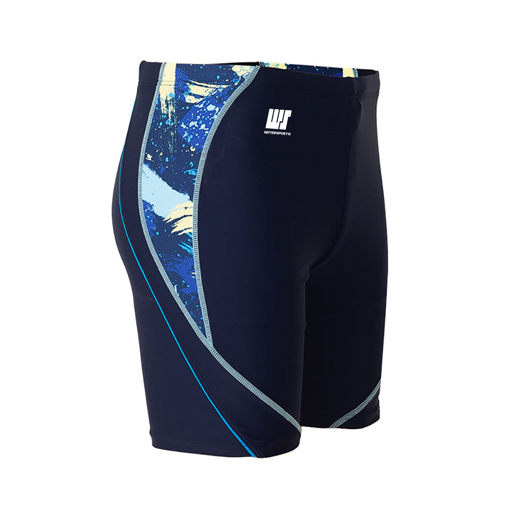 男士數碼印花及膝泳褲 - 深藍