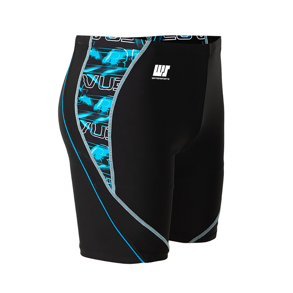 男士數碼印花及膝泳褲 - 黑