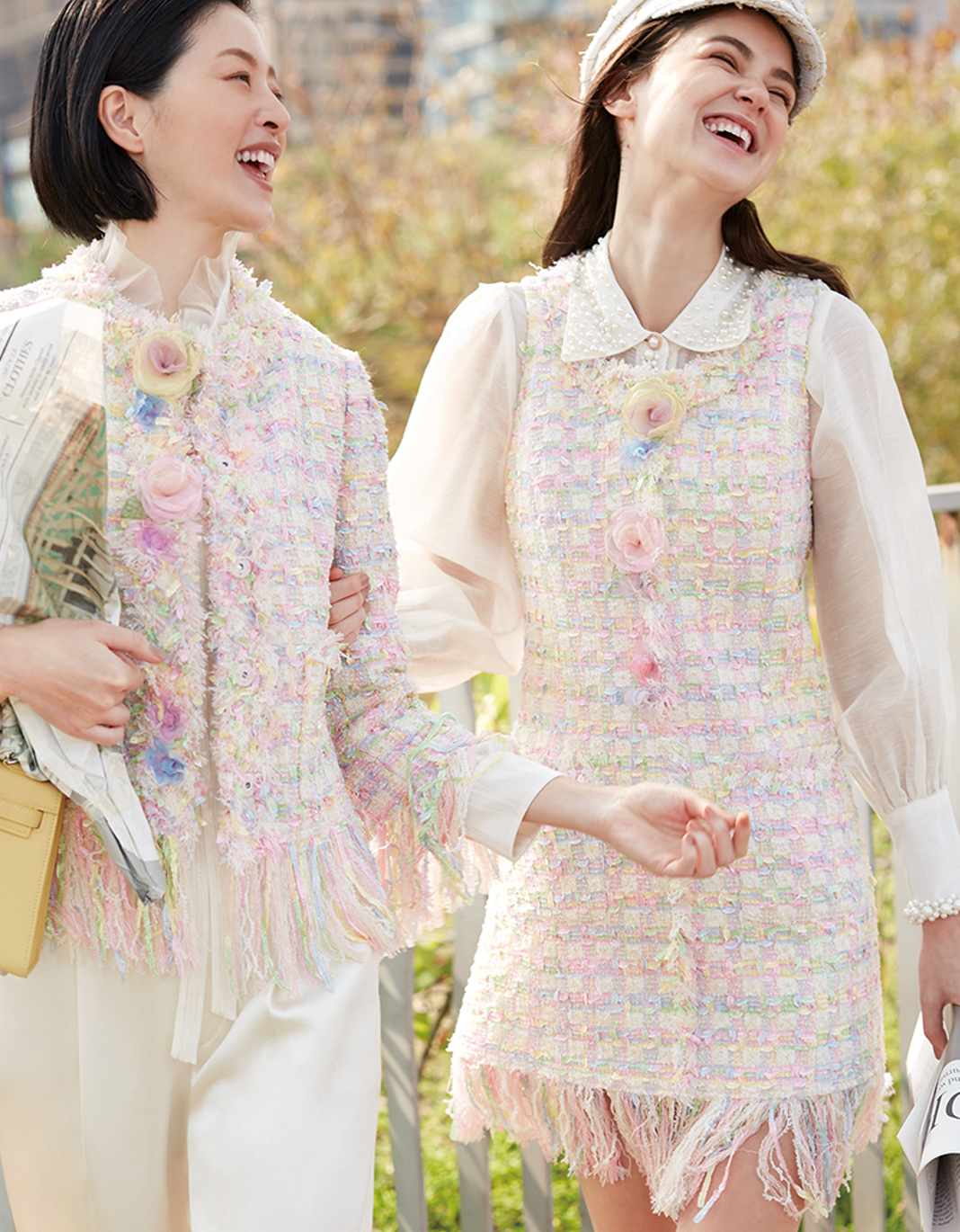 BC15005E1 晨曦玫瑰幻彩流蘇小香背心裙