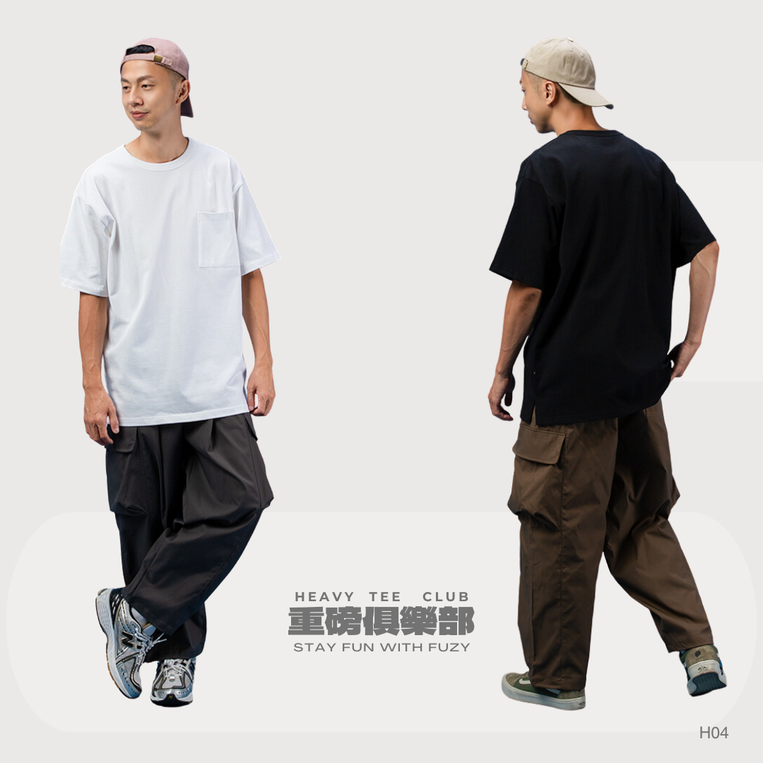 不激凸！超重磅 落肩寬鬆 五分袖 口袋 短T  MIT台灣製 【 FUZY MADE 】- H04