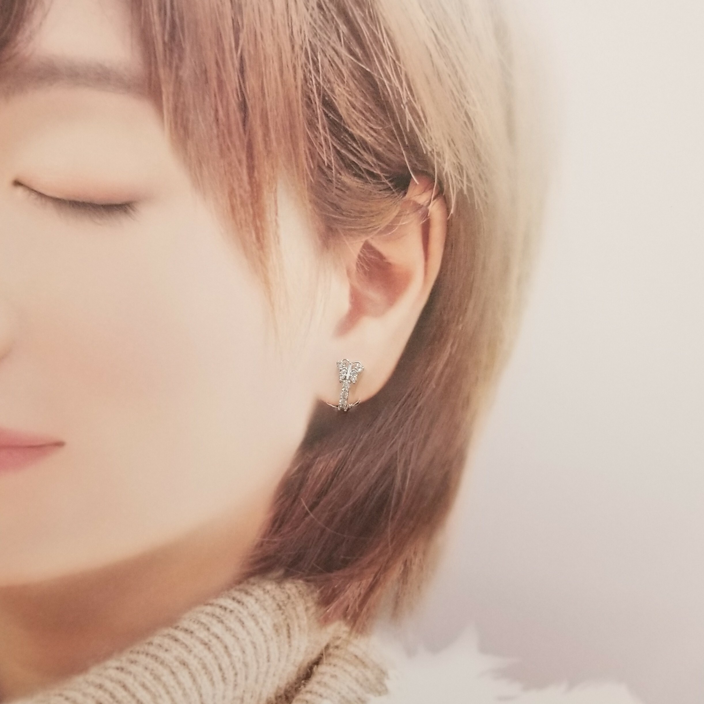 全新18K白金62份鑽石圈耳環