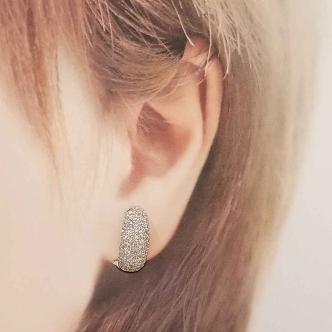 全新18K白金1卡68份鑽石圈耳環