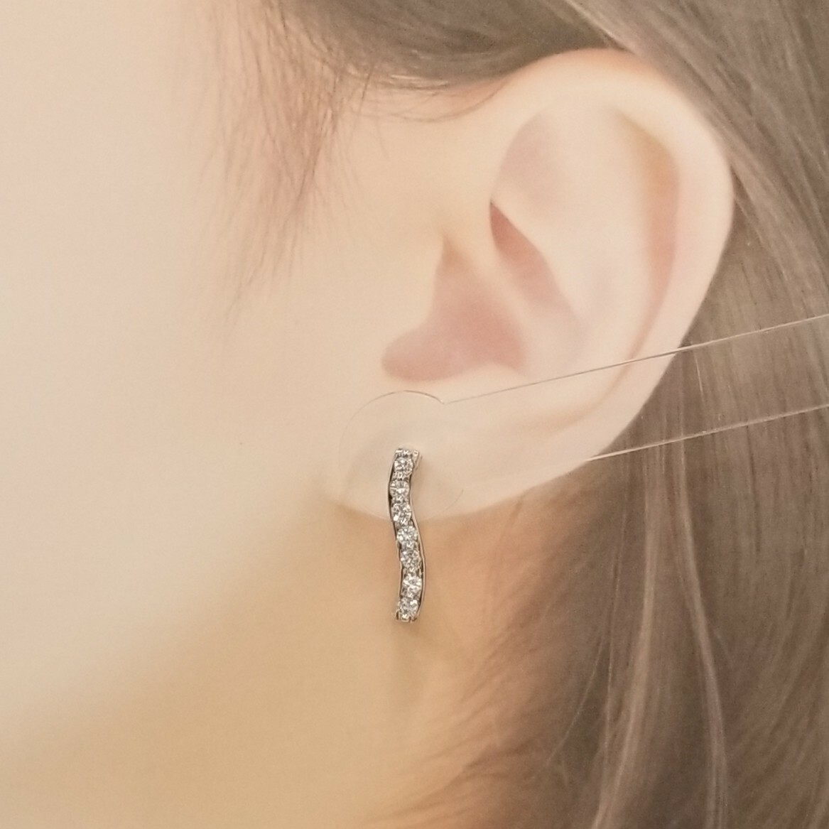 全新18K白金63份鑽石圈耳環