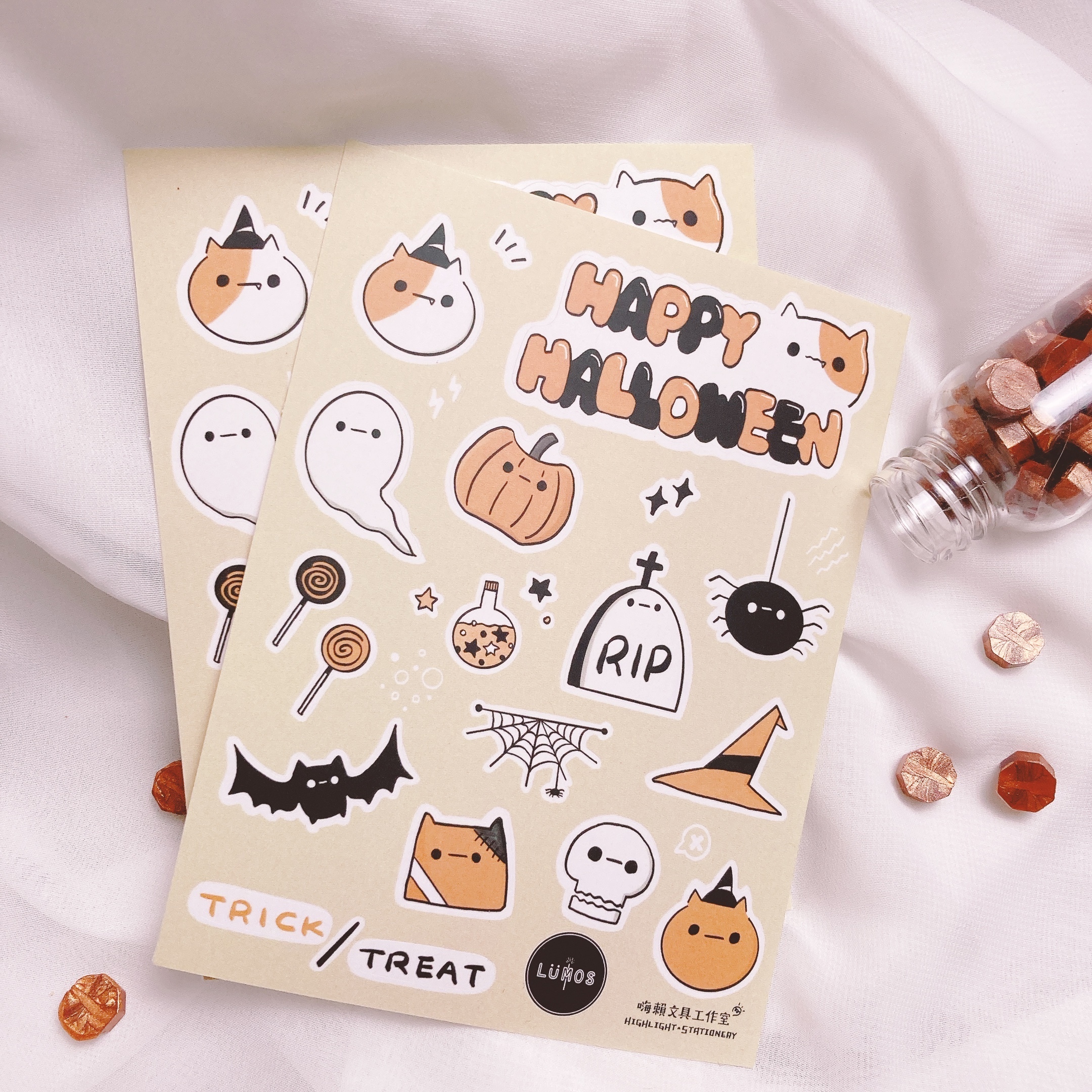 嗨賴 x LUMOS｜喵的 萬聖節 割型防水貼紙