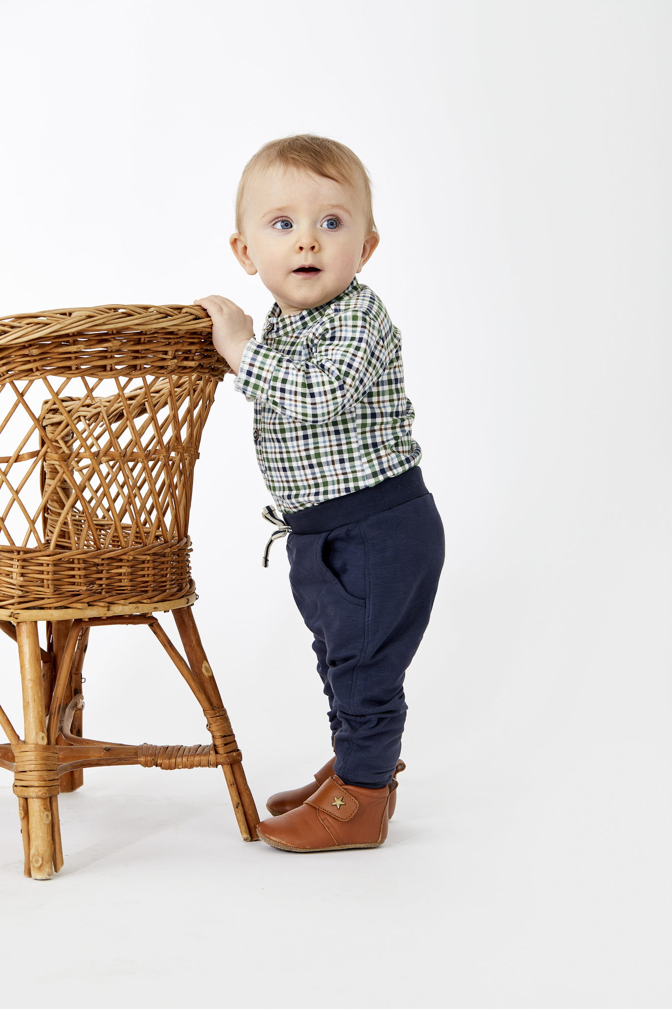 〖 Hust & Claire 〗藍綠格紋襯衫包屁衣