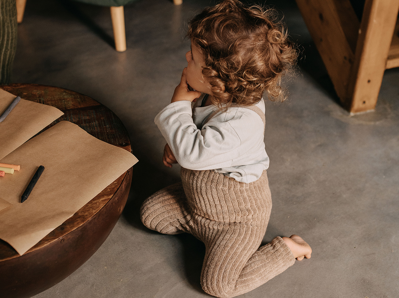 Silly Silas 復古泰迪吊帶褲-Peanut Blend