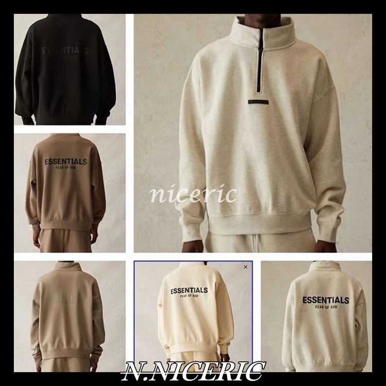 [Nice日韓歐美代購］21S最新款半拉鍊FEAR OF GOD ESSENTIALS大學T FOG半拉鍊長袖上衣