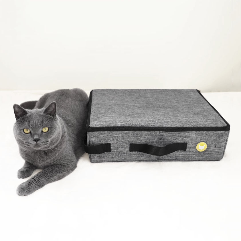 貓咪行動廁所｜手提貓砂盆｜外出車用好幫手 - Ｍ - 黑灰色