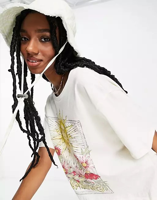 Billabong 白色短版寬版短袖上衣Sun Reflection oversized t shirt in white