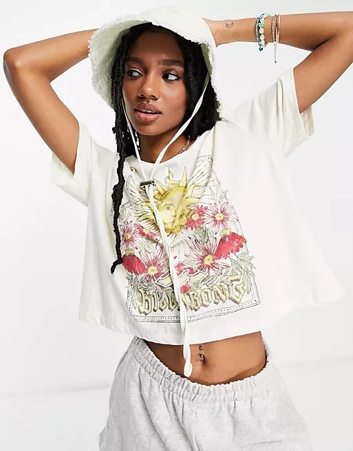 Billabong 白色短版寬版短袖上衣Sun Reflection oversized t shirt in white