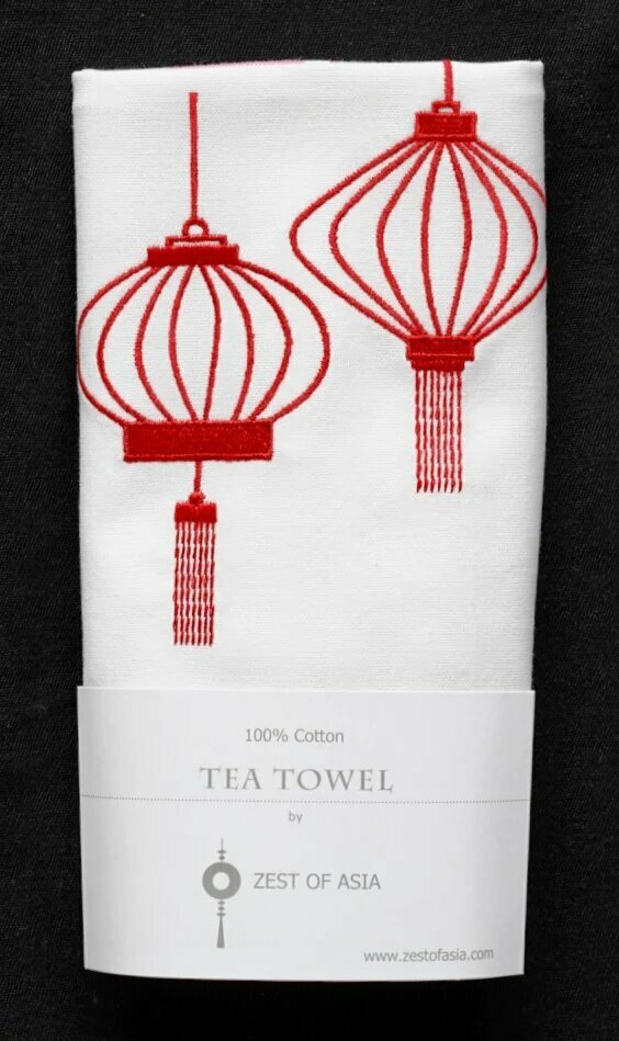 ZEST OF ASIA icon hong kong tea towel - red lanterns