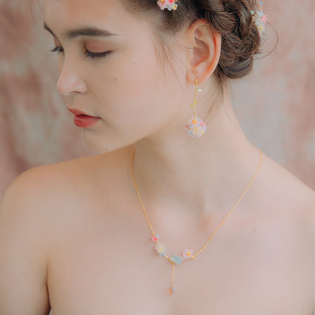 SAKURA COLLECTION Noon-Sakura Gold-plated Sterling Silver Crystal Necklace