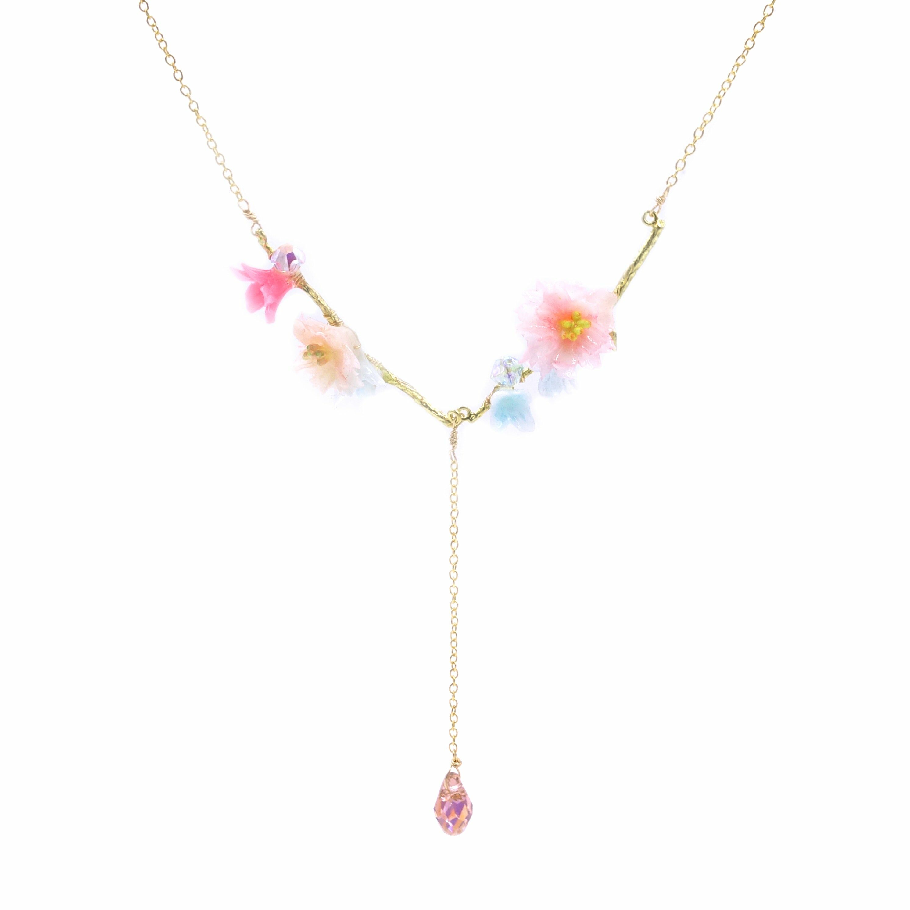 SAKURA COLLECTION Noon-Sakura Gold-plated Sterling Silver Crystal Necklace