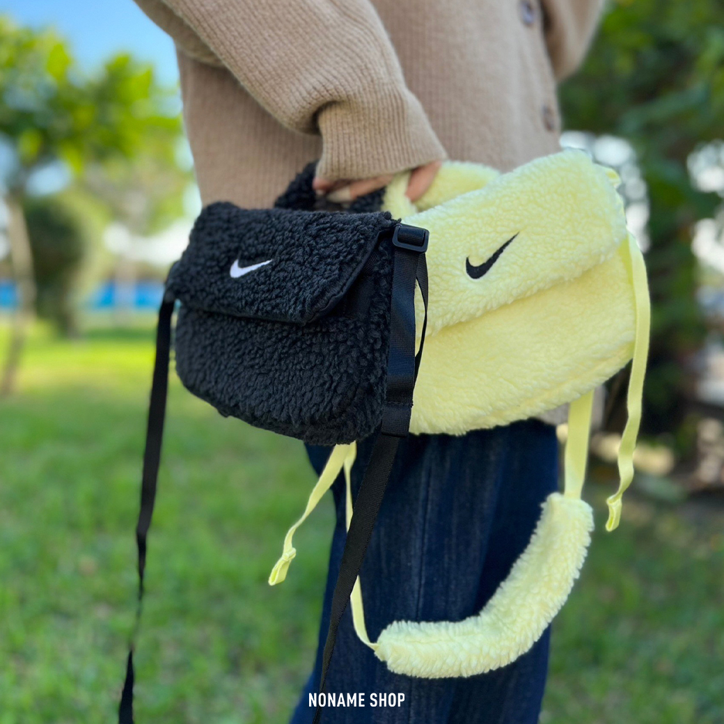NIKE FUR CROSSBODY BAG 絨毛 掀蓋 手提 側背包 兩色