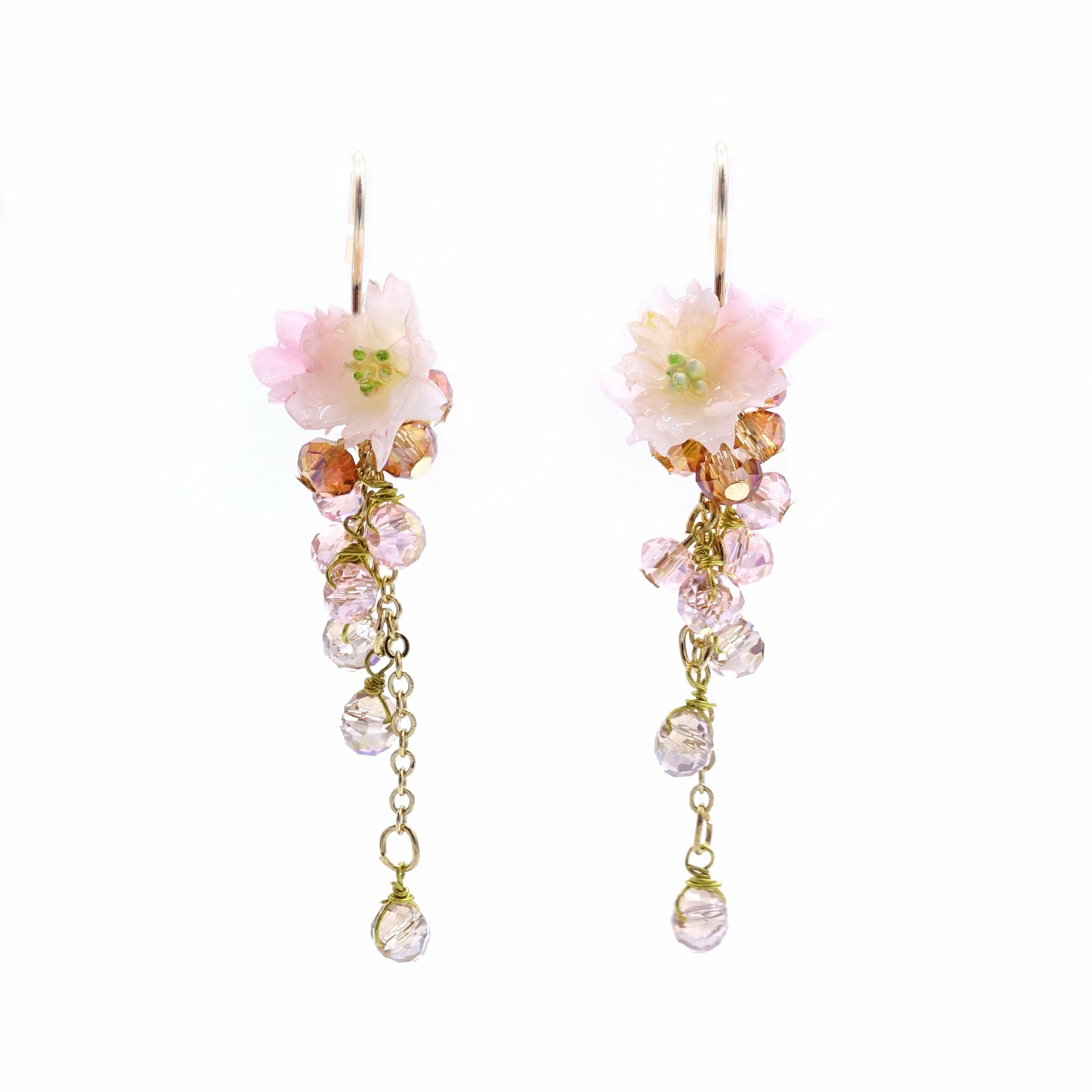 SAKURA COLLECTION Noon-Sakura-Rain Floral Crystal Earrings