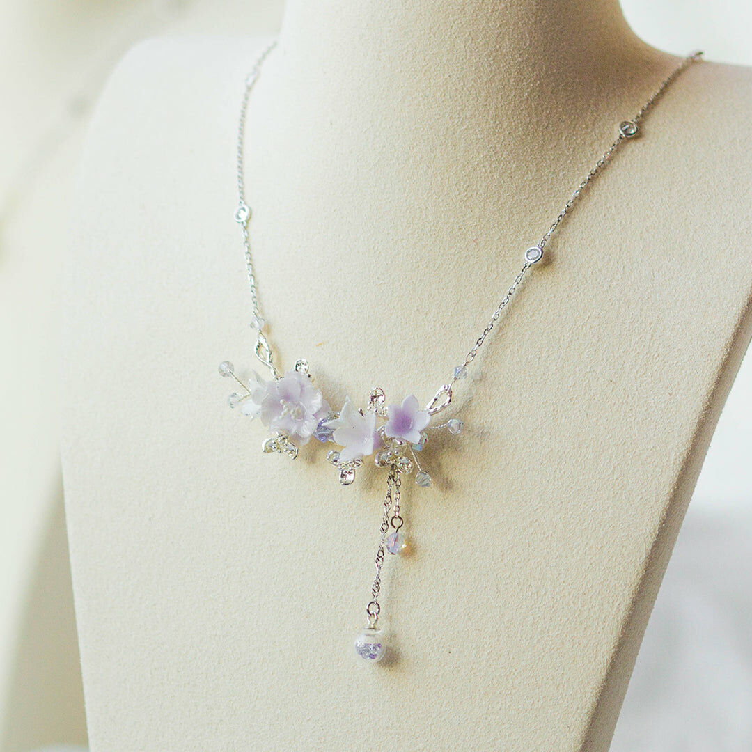 POM POM Peony Bouquet 925 Silver Necklace