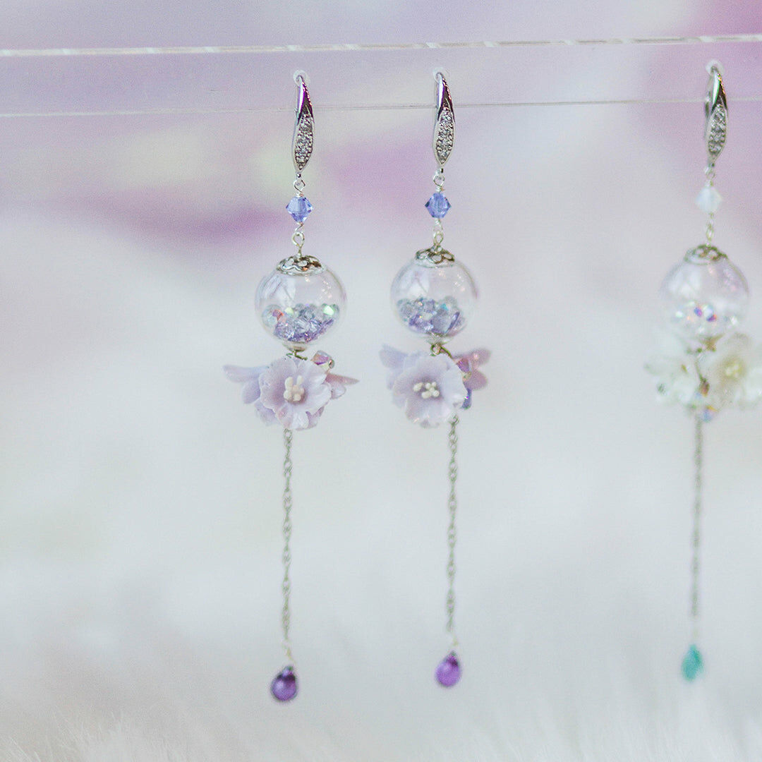 POM POM Peony Rain 925 Silver Earrings