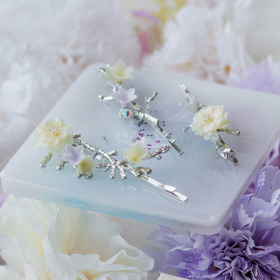 POM POM Peony Hair Clip Set