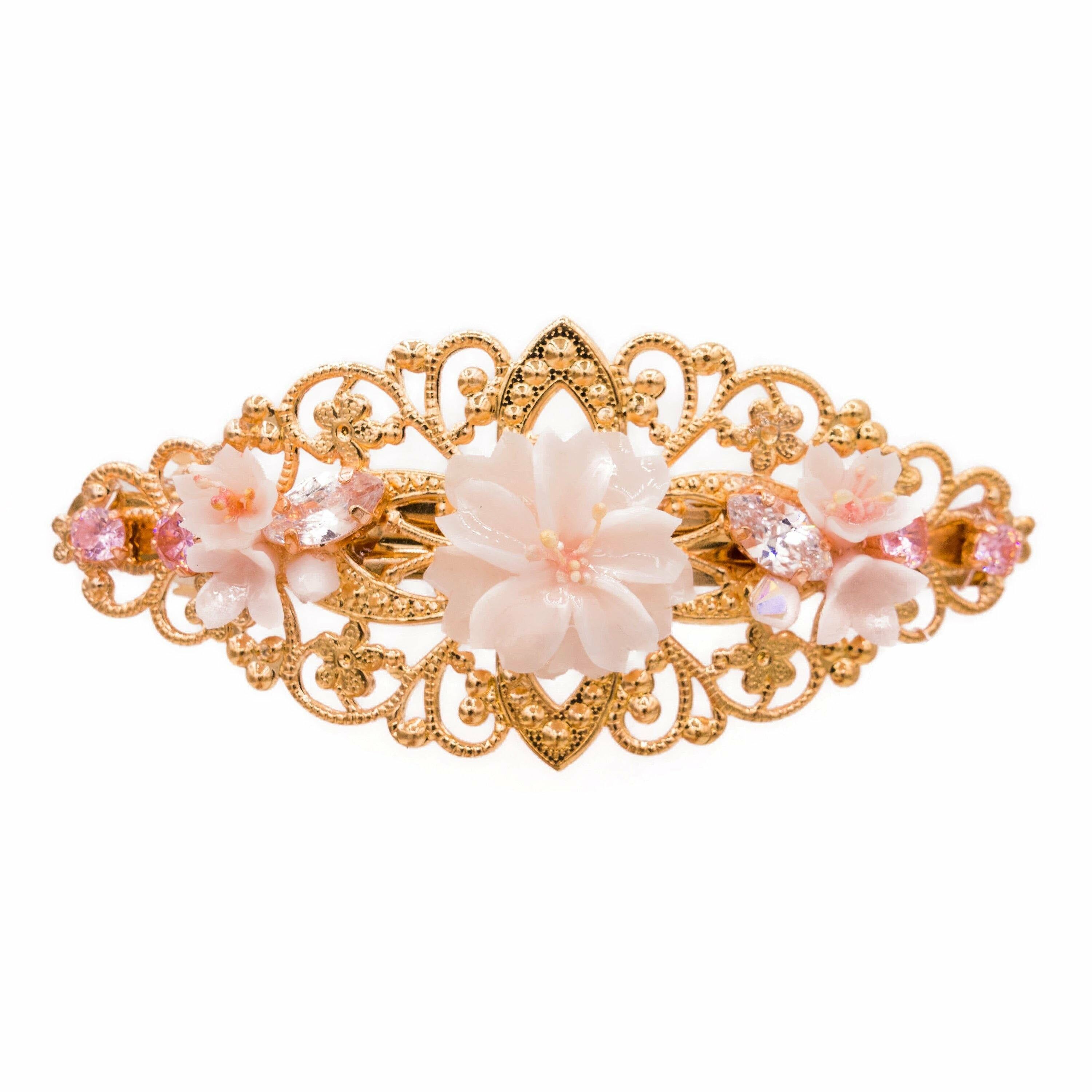 BLOSSOM Sakura Rose-gold Plated Hair Clip (L)