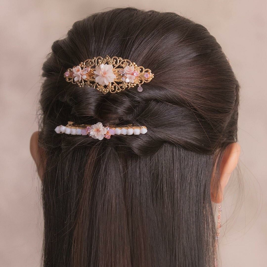 BLOSSOM Sakura Rose-gold Plated Hair Clip (S)