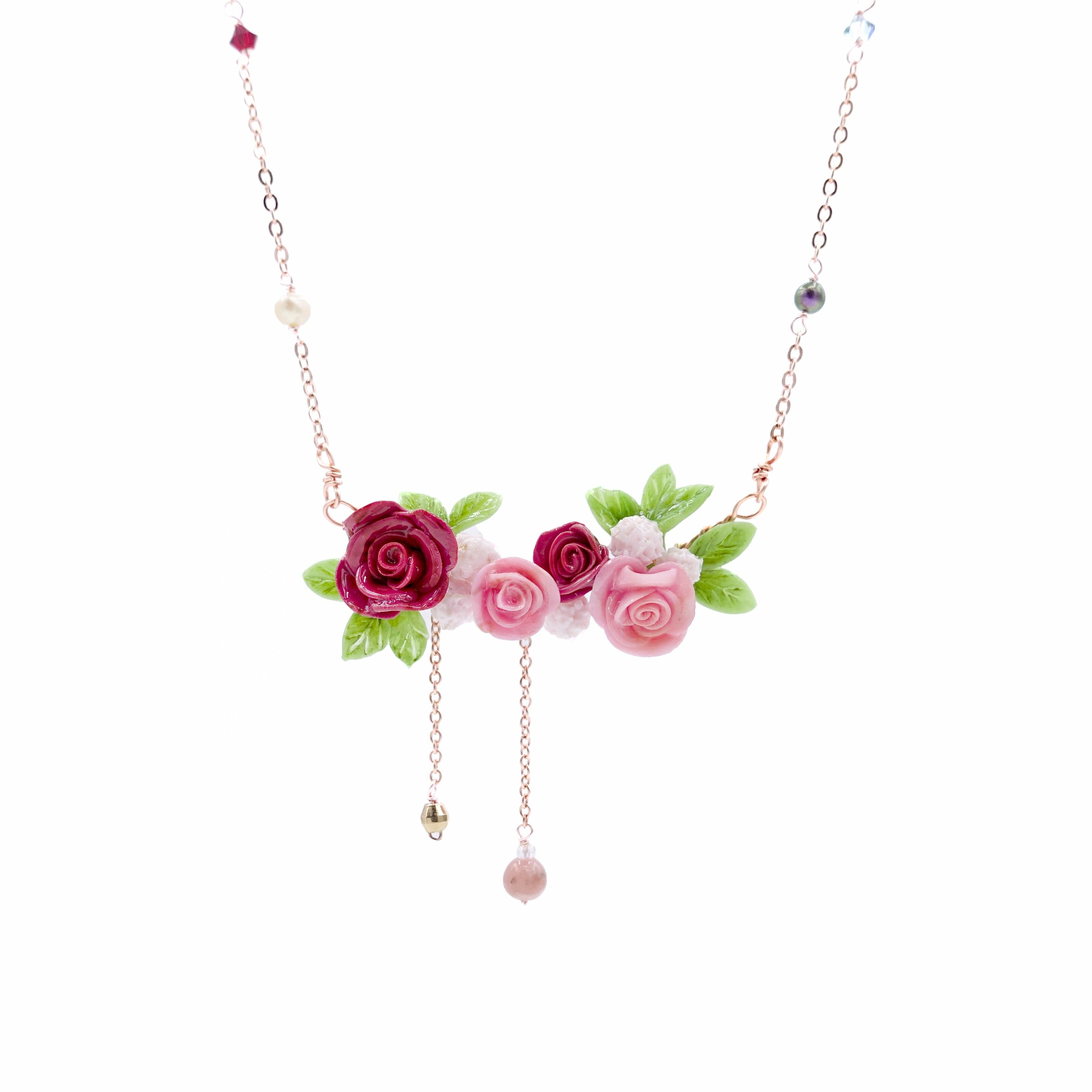ROSY ROSIE Floral 925 Silver and Crystal Necklace