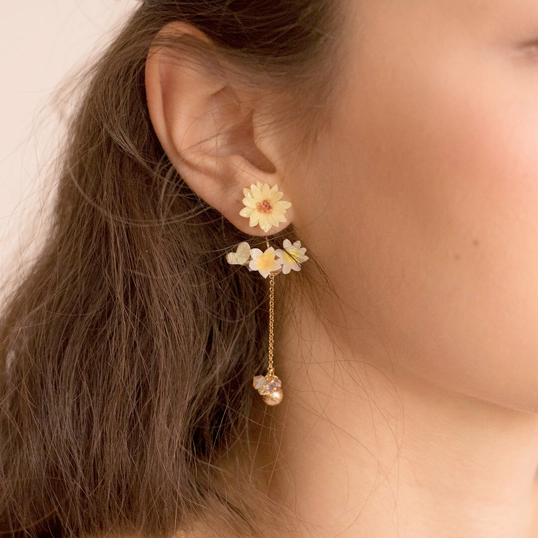 Sunflower 5-in-1 Gold-plated 925 Silver Earrings