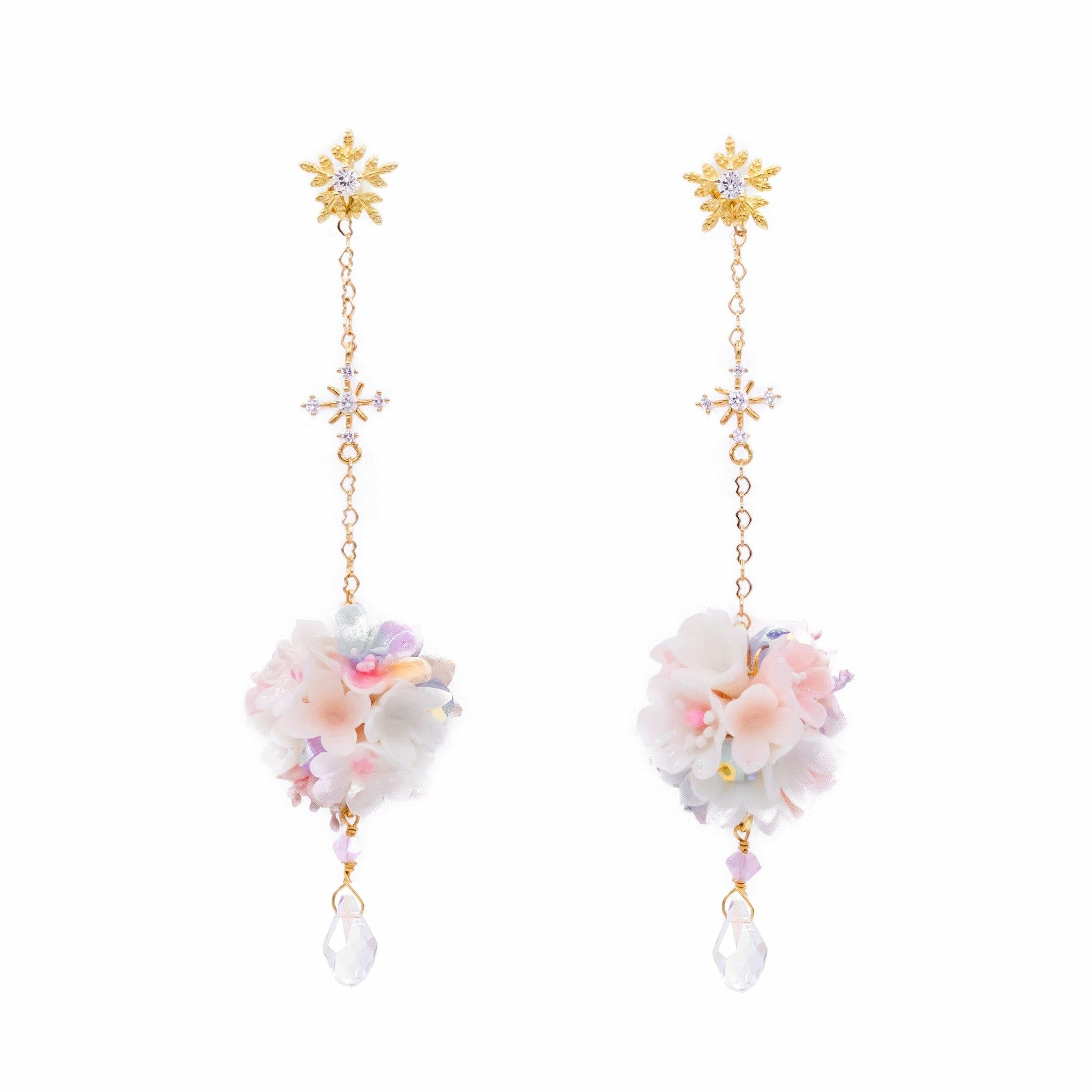 Aurora Luster Bouquet 2-way 14K Gold-plated Silver Earrings