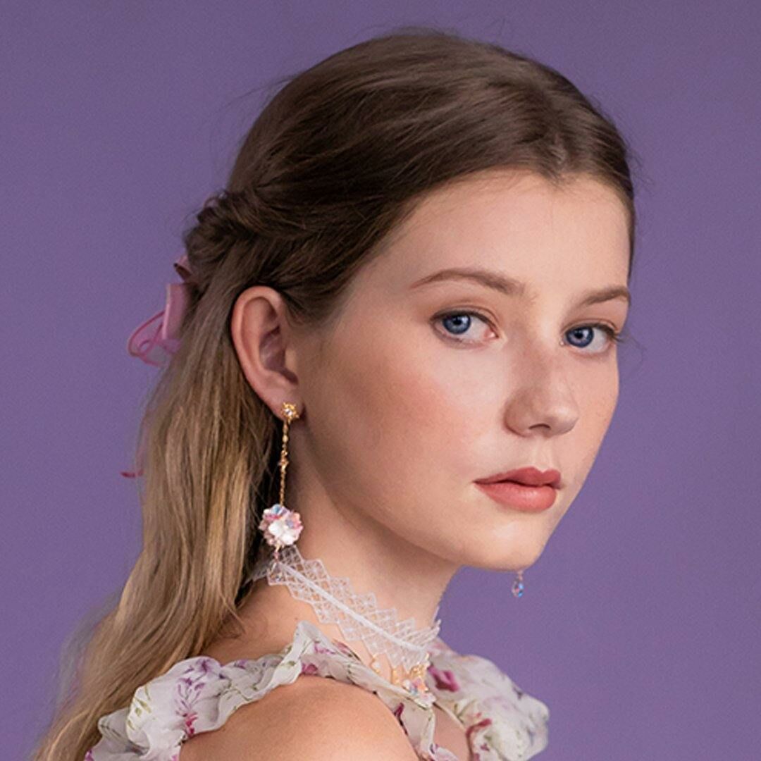 Aurora Luster Bouquet 2-way 14K Gold-plated Silver Earrings