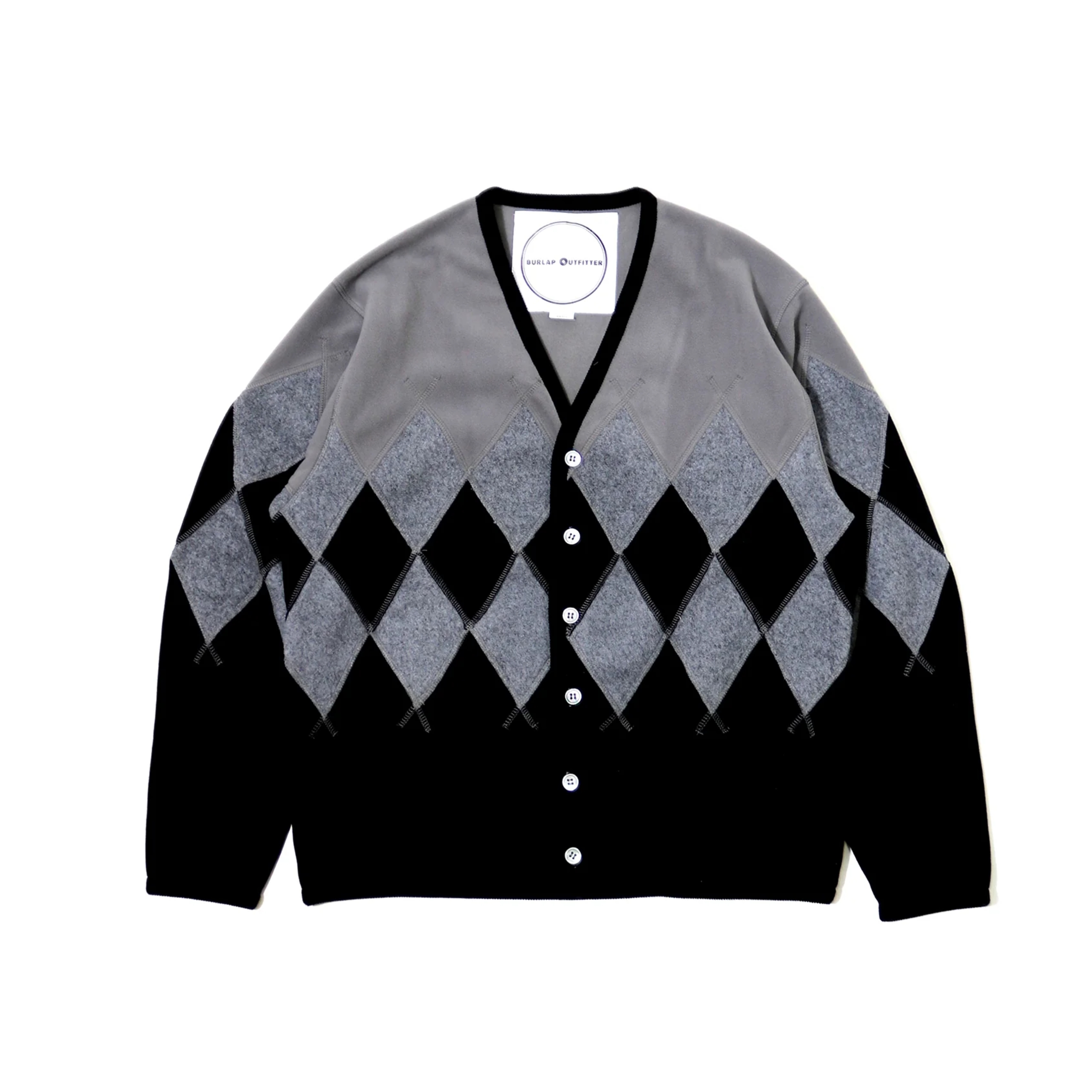 BURLAP OUTFITTER - ARGYLE FLEECE CARDIGAN / 2COLORS
