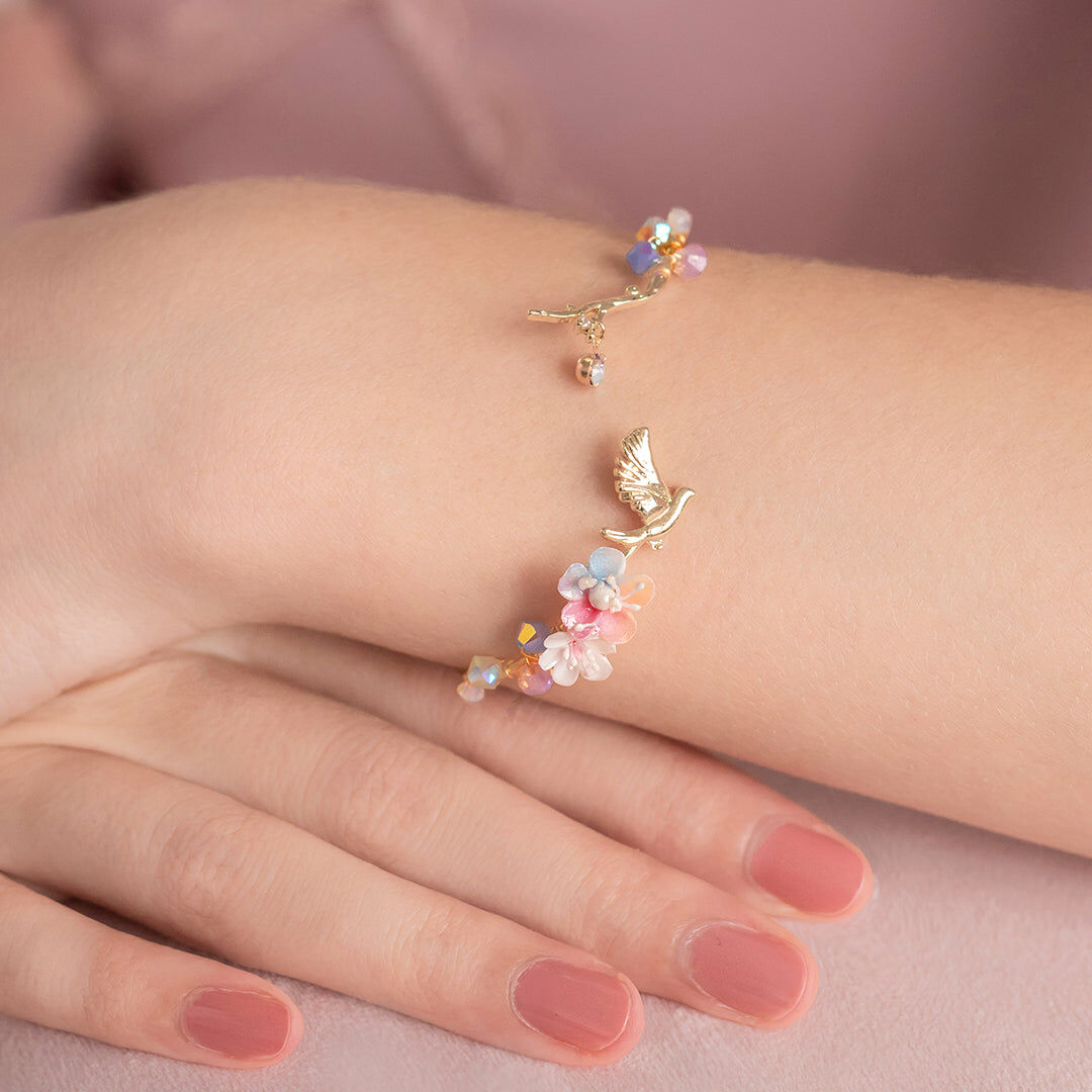 Snowy Orchard Branch 14K Gold-plated Bangle