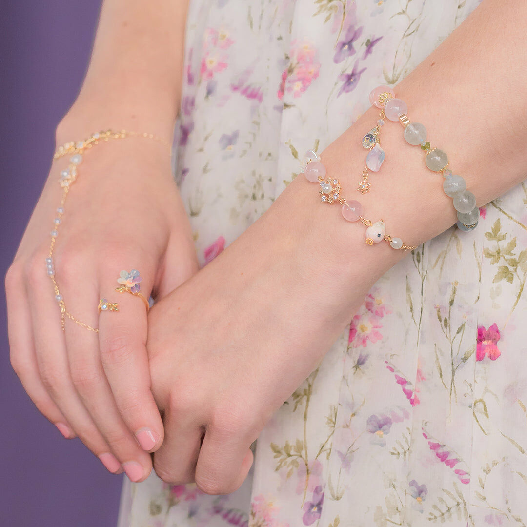 Starry Prayer Morganite Bracelet (with detachable petal pendant)