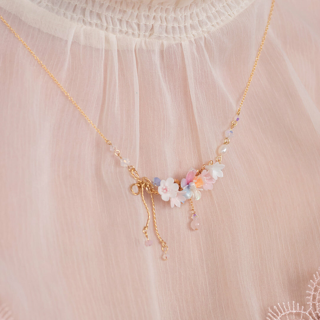 Snowy Aurora Bouquet 14K Gold-plated 925 Silver Necklace